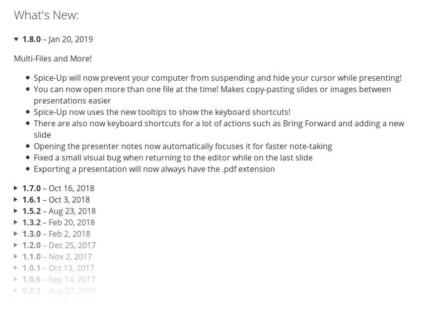 Example of release notes on the AppCenter website