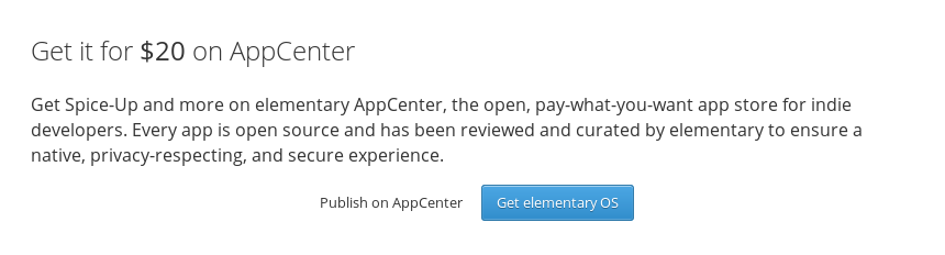 Example of the new “Get it on AppCenter” section, including pricing