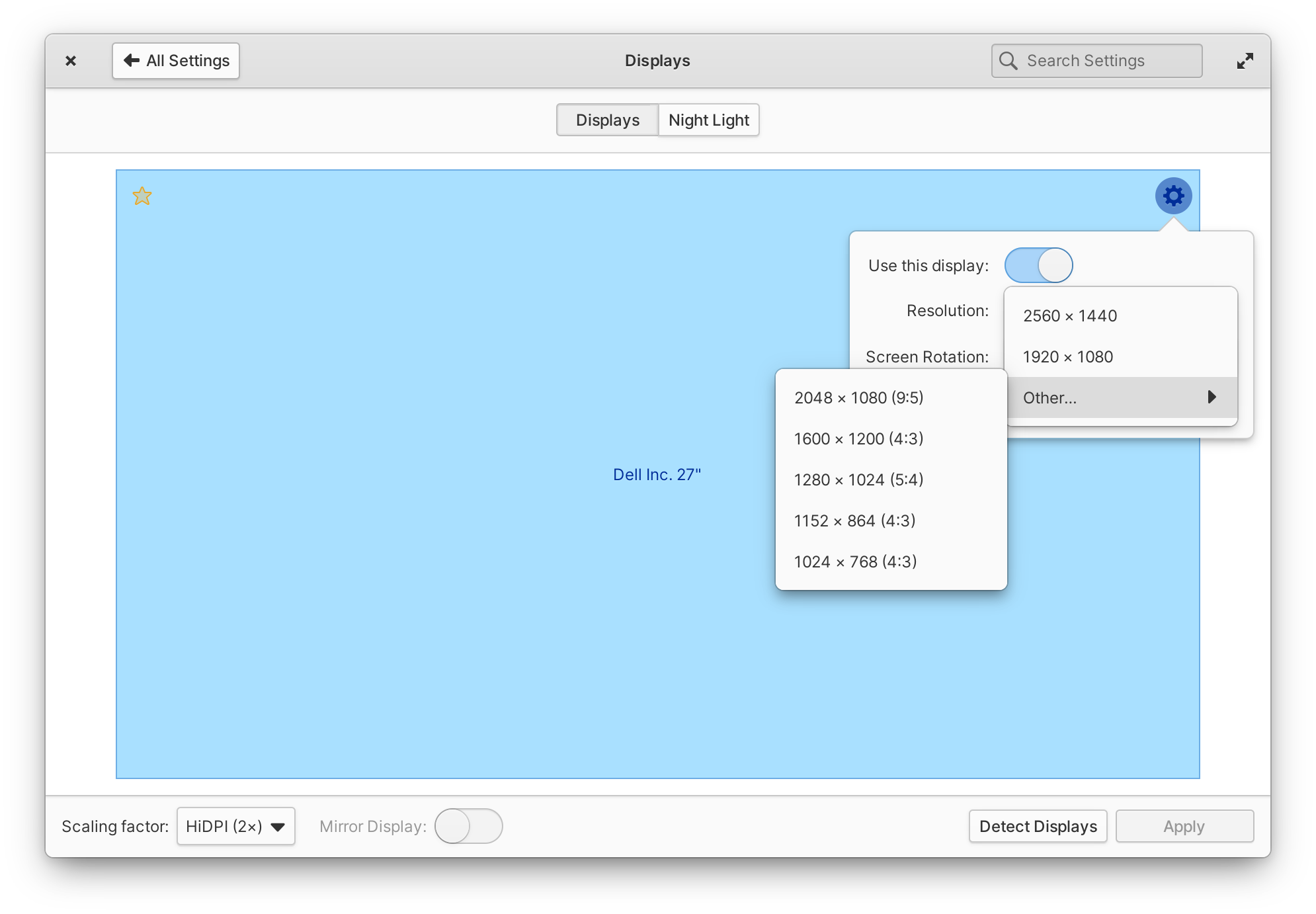 Displays Settings