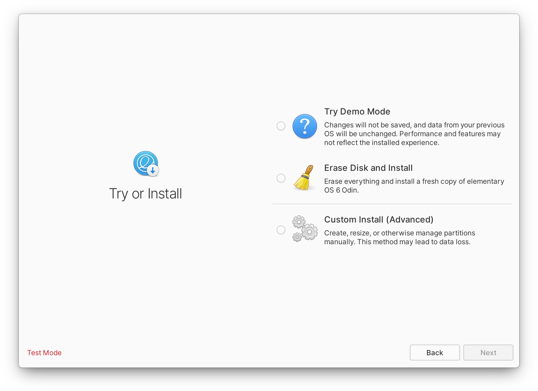 Installer Try or Install page