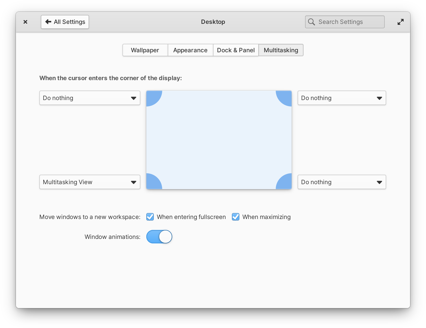 Configuración de escritorio multitarea