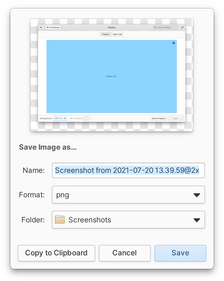 Cuadro de diálogo para guardar la utilidad de captura de pantalla