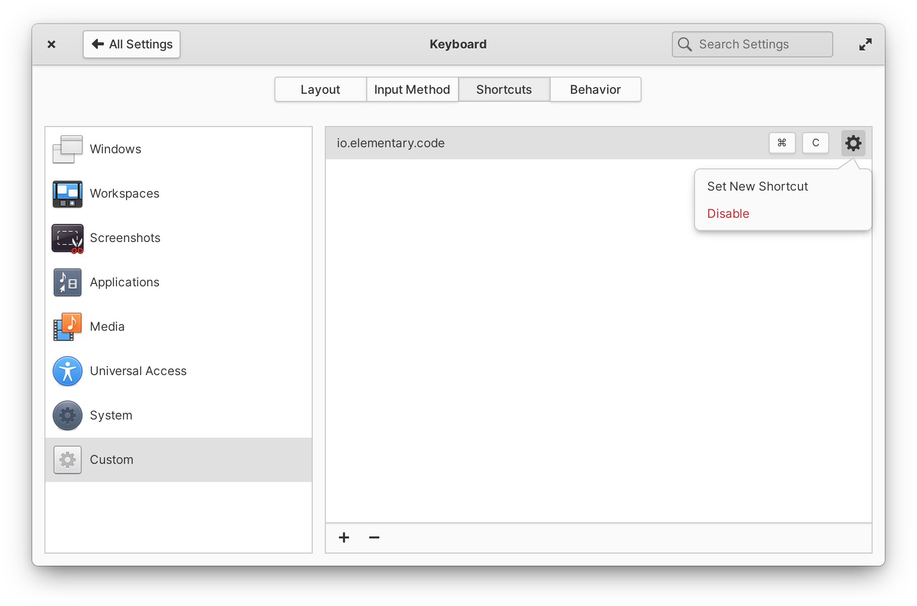 Custom keyboard shortcuts design