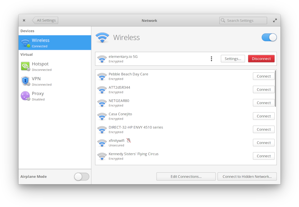 Wireless Network settings