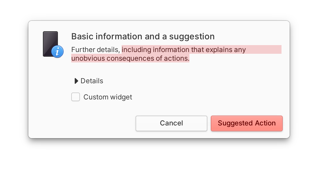 Suggested Action Dialog