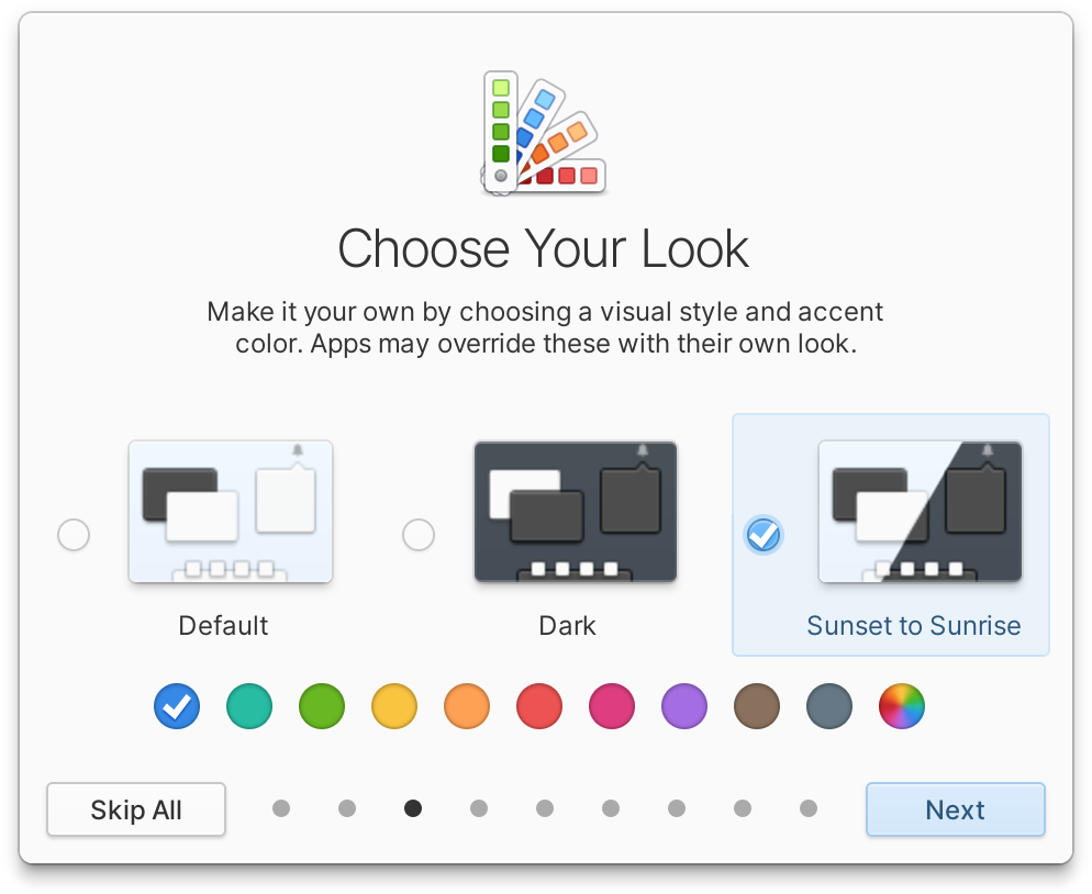 Choose Your Look view of Onboarding