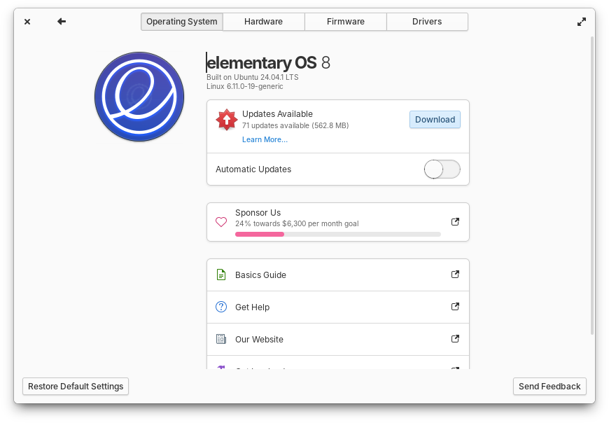setting update