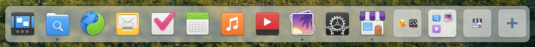 Dock with Background Apps and Workspaces