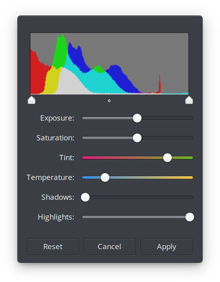 Colored sliders in Photos