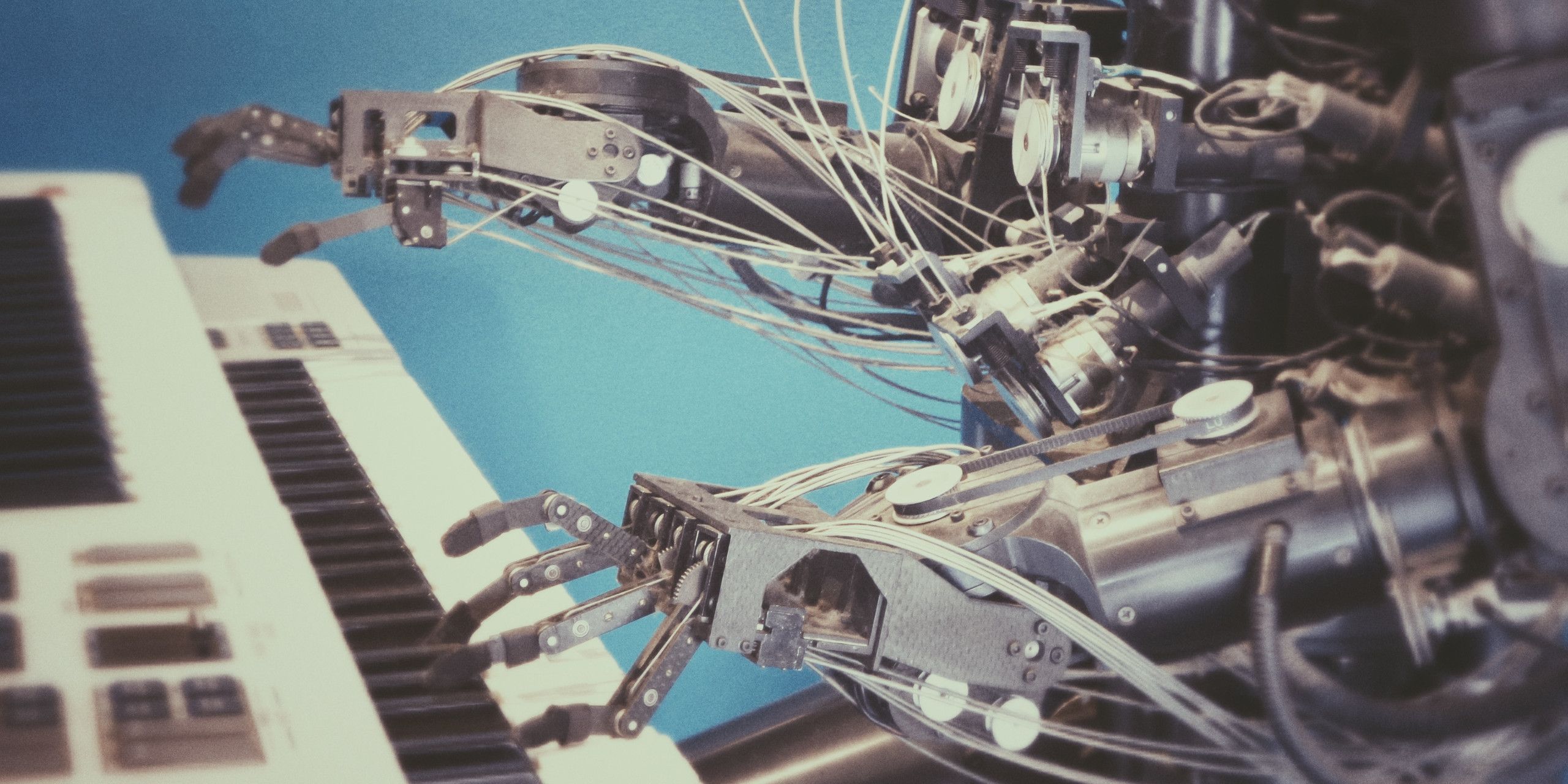 Robot playing a keyboard