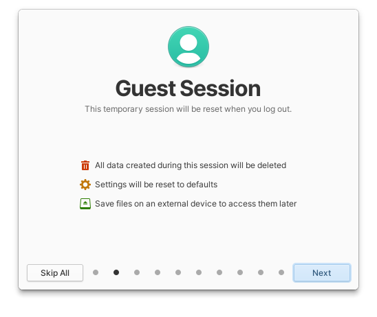 Guest Session view of Onboarding