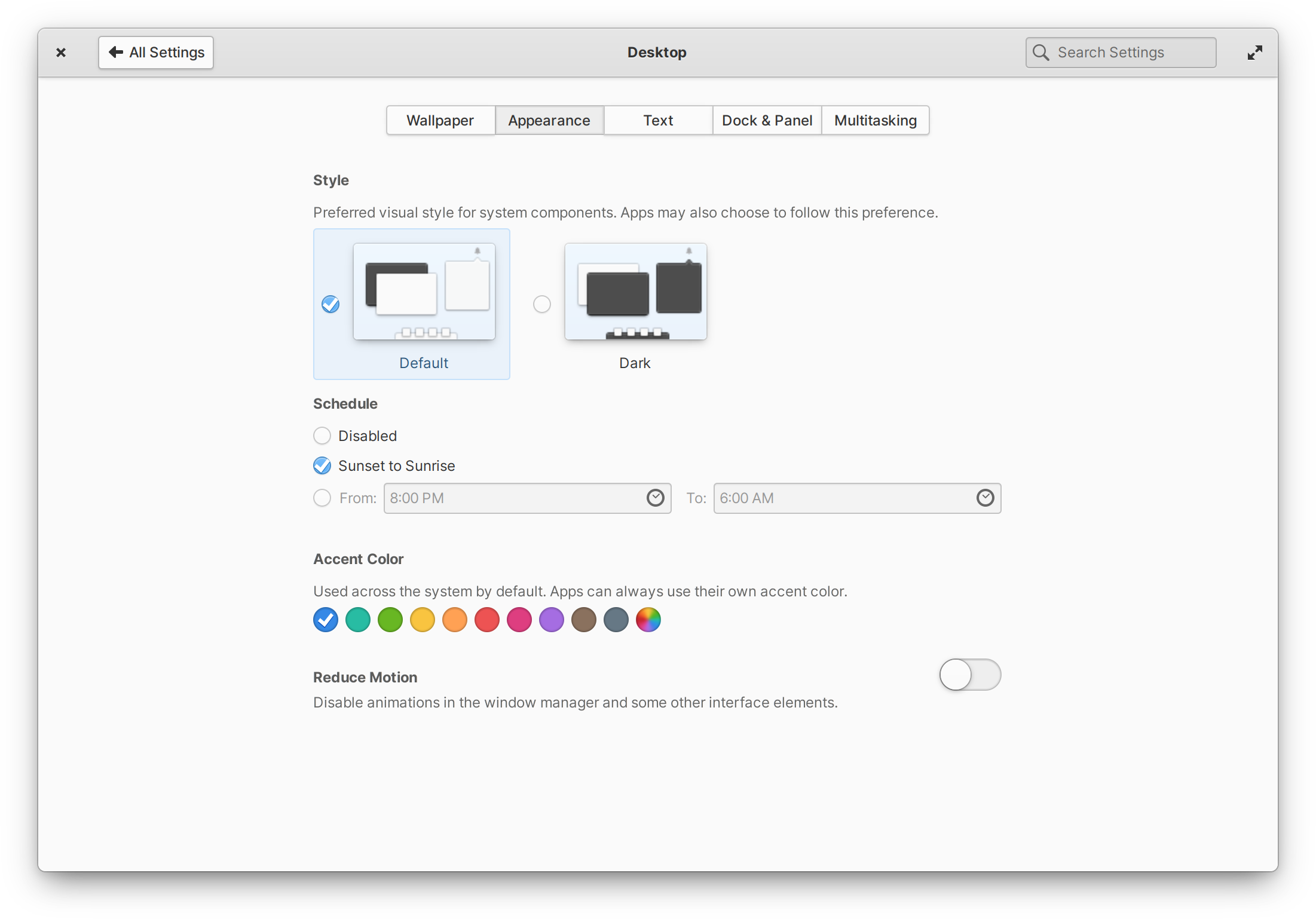 Appearance Settings