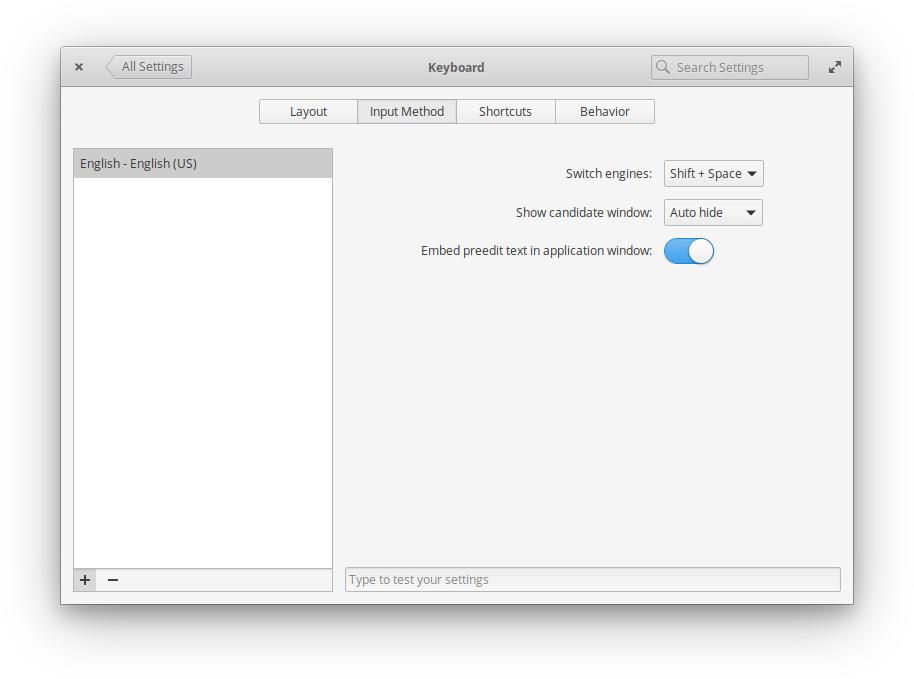 Input Method settings